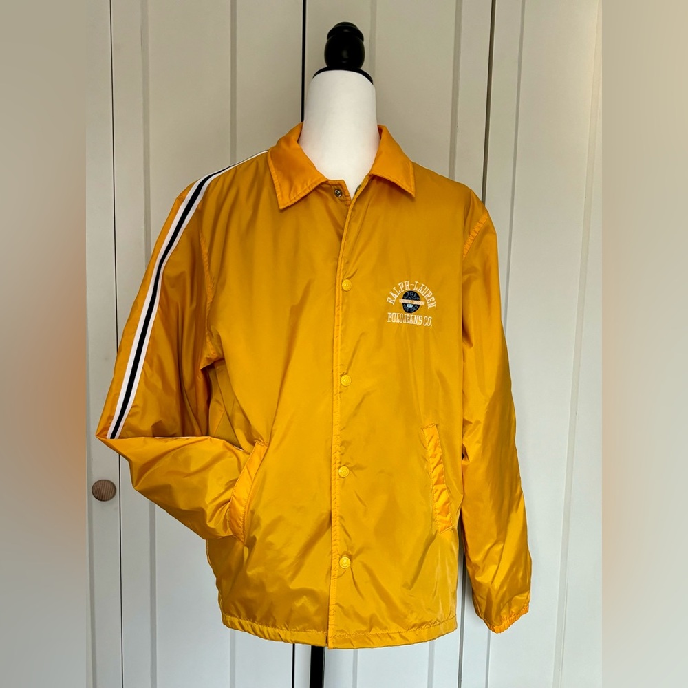 Vintage Ralph Lauren Polo Jean Co Mens M Snap Button Nylon Yellow Spring Jacket